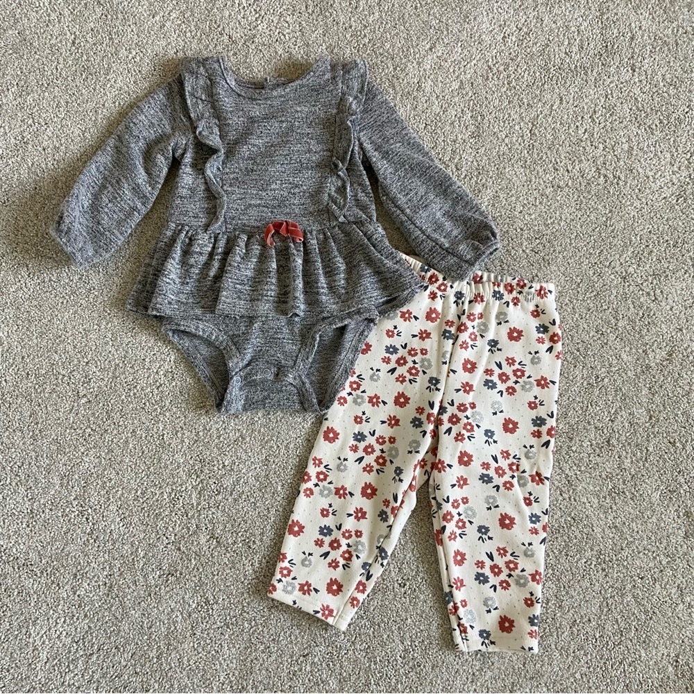Baby / Toddler Girl Heather Grey Sweater Outfit